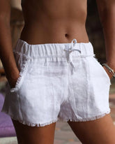 Schlichte Shorts aus Baumwollleinen