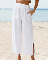 Lässige einfarbige Hose mit Tasche