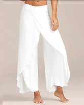 Crossover-Yogahose mit weitem Bein