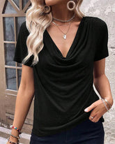 Kurzarm-Top mit V-Ausschnitt