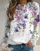 Sweatshirt mit Rundhalsausschnitt und Schmetterlingsdruck