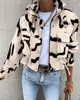 Mantel mit Reißverschluss und abstraktem Print