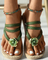 Strand-Flip-Sandalen mit Blumenmuster