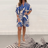 Lässiger kurzer Overall für Damen mit Pflanzenmuster