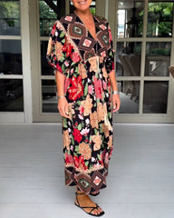 Eleganter Overall mit V-Ausschnitt und Aufdruck