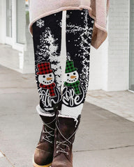 Leggings mit weihnachtlichem Schneemann-Print