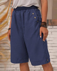 Einfarbige Damen-Shorts mit geradem Bein