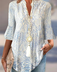 Top mit 3/4-Ärmeln und Blumendruck