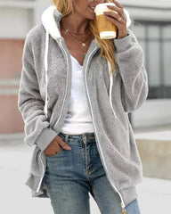 Lockere, warme Kapuzenjacke mit Reißverschluss