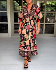 Eleganter Overall mit V-Ausschnitt und Aufdruck