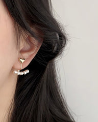 Herz-Perlen-Ohrringe. Integrierte Ohrclips 