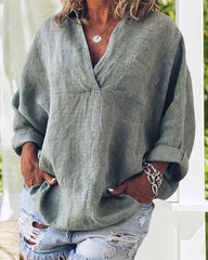 Langarmbluse mit V-Ausschnitt