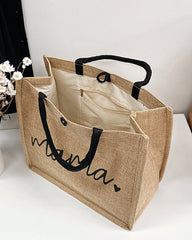 Tragbare Umhängetasche aus Leinen mit großem Fassungsvermögen