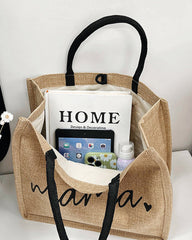 Tragbare Umhängetasche aus Leinen mit großem Fassungsvermögen