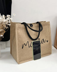 Tragbare Umhängetasche aus Leinen mit großem Fassungsvermögen