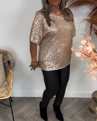Elegantes Oberteil mit Rundhalsausschnitt und Pailletten