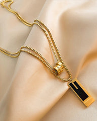 Doppelte lange Halskette aus Titanstahl