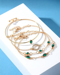 Vierteiliges Armbandset mit Kreisen, Diamanten und Strasssteinen