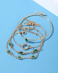 Vierteiliges Armbandset mit Kreisen, Diamanten und Strasssteinen