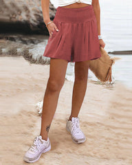 Einfarbige, schlichte Shorts mit hoher Taille