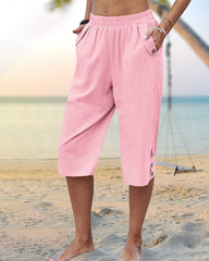 Schlichte Hose aus Baumwolle und Leinen