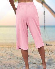 Schlichte Hose aus Baumwolle und Leinen