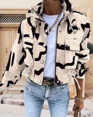 Mantel mit Reißverschluss und abstraktem Print