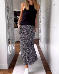 Lässiger langer bedruckter Rock