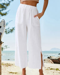 Lässige einfarbige Hose mit Tasche