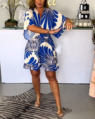 Overall mit V-Ausschnitt und Modedruck