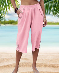 Schlichte Hose aus Baumwolle und Leinen