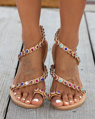 Bunte Strand-Slip-On-Sandalen