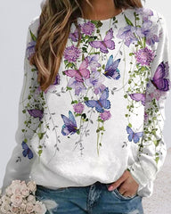 Sweatshirt mit Rundhalsausschnitt und Schmetterlingsdruck
