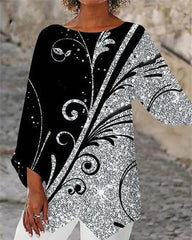 Rundhals-Top mit Schmetterlingsdruck