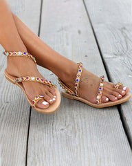 Bunte Strand-Slip-On-Sandalen