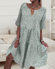 Halbärmeliges Kleid mit Blumenmuster