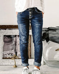 Jeans mit Rollsaum und geradem Bein