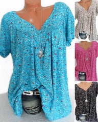 Lockeres Kurzarm-T-Shirt mit V-Ausschnitt