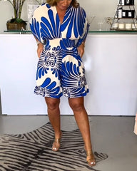 Overall mit V-Ausschnitt und Modedruck