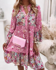 Kleid mit langen Ärmeln mit Blumenmuster