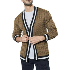 Langärmliger Strickpullover mit V-Ausschnitt für Herren