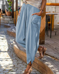 Einfarbige, entspannte, schmal zulaufende Hose