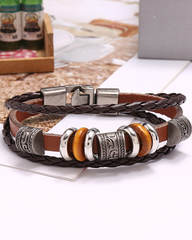 Von Hand perlenbesetztes mehrschichtiges Lederarmband