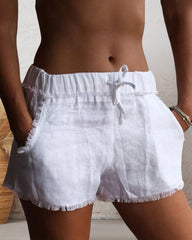 Schlichte Shorts aus Baumwollleinen