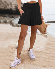 Einfarbige, schlichte Shorts mit hoher Taille