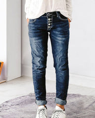 Jeans mit Rollsaum und geradem Bein