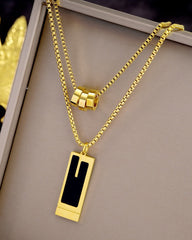 Doppelte lange Halskette aus Titanstahl