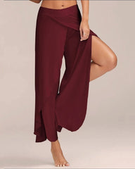 Crossover-Yogahose mit weitem Bein