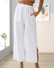 Lässige einfarbige Hose mit Tasche