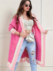 Lässiger Strickpullover mit offener Kapuze und übergroßer Passform